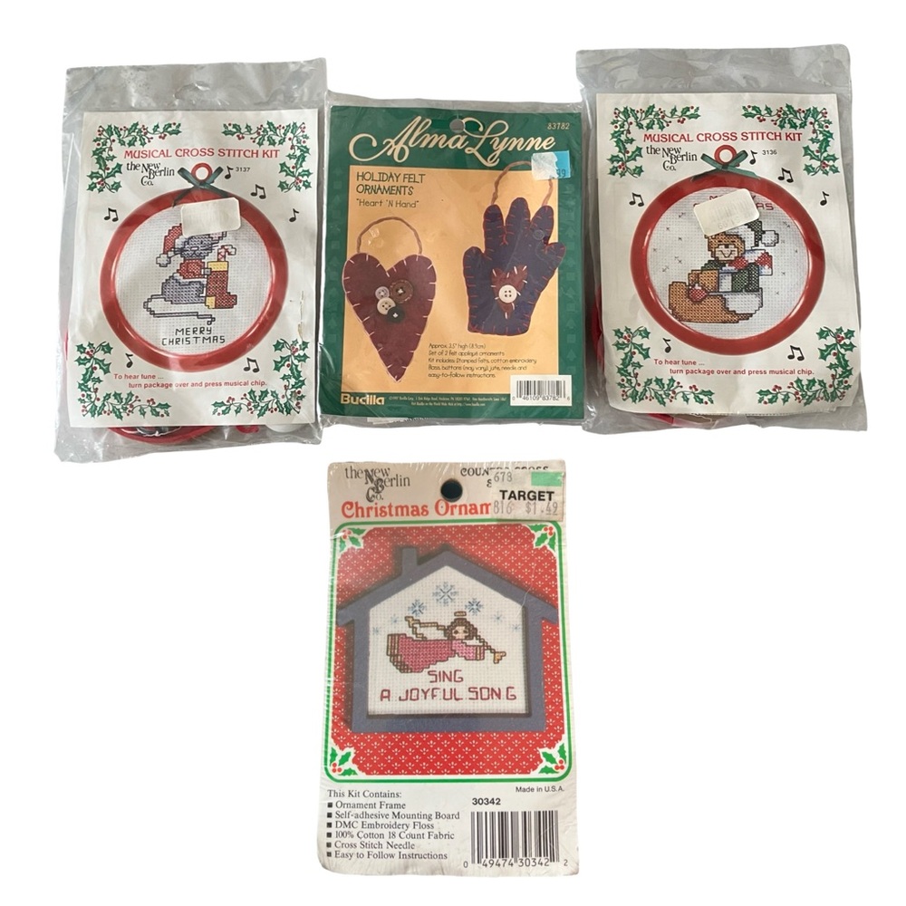 Alma Lynne Holiday Felt Ornaments & New Berlin Co Musical Cross Stitch Kits